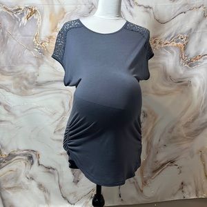 Old Navy Maternity T Shirt with Lace Detail Gray Blue Size M